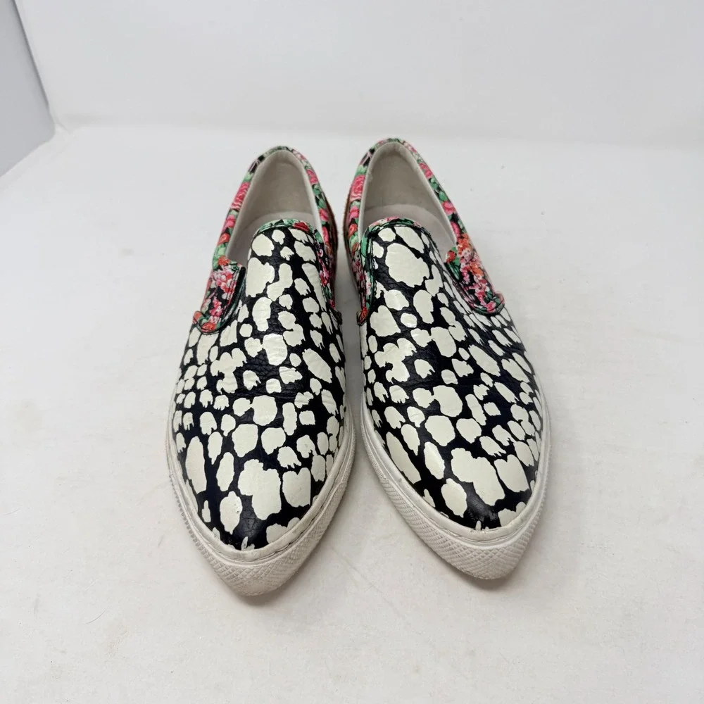 Coach Mixed Print Slip On Sneakers Floral Animal Print Leather Size 7.5 Eclectic - Picture 2 of 9